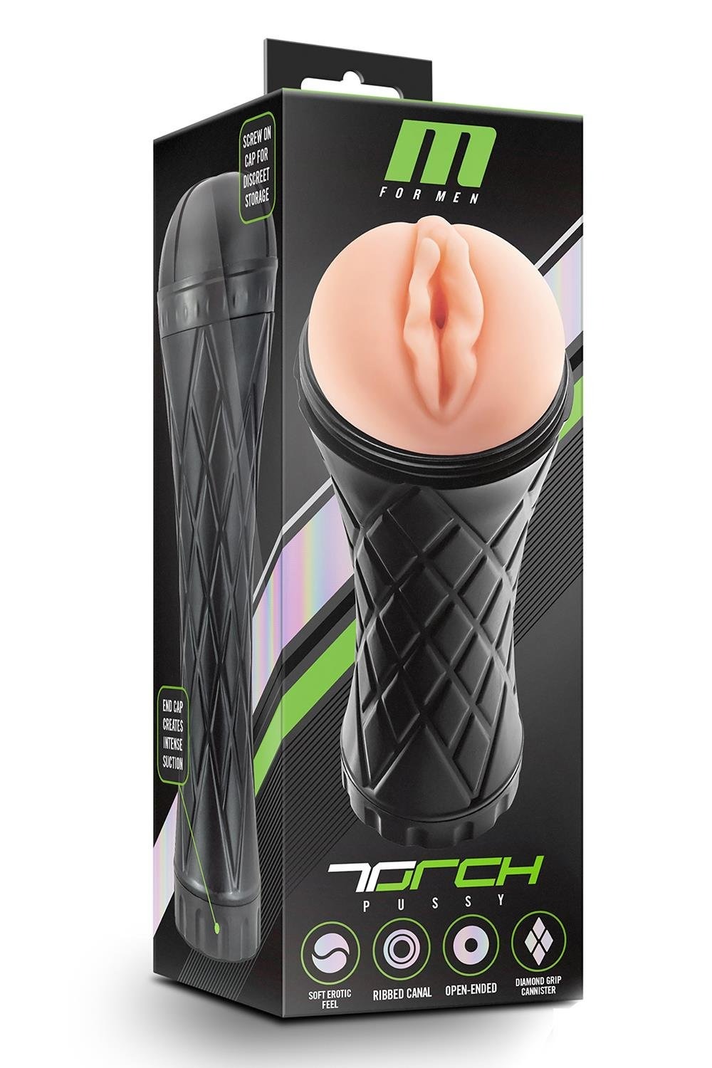 Мастурбатор вагіна в колбі Blush M For Men чорний-бежевий