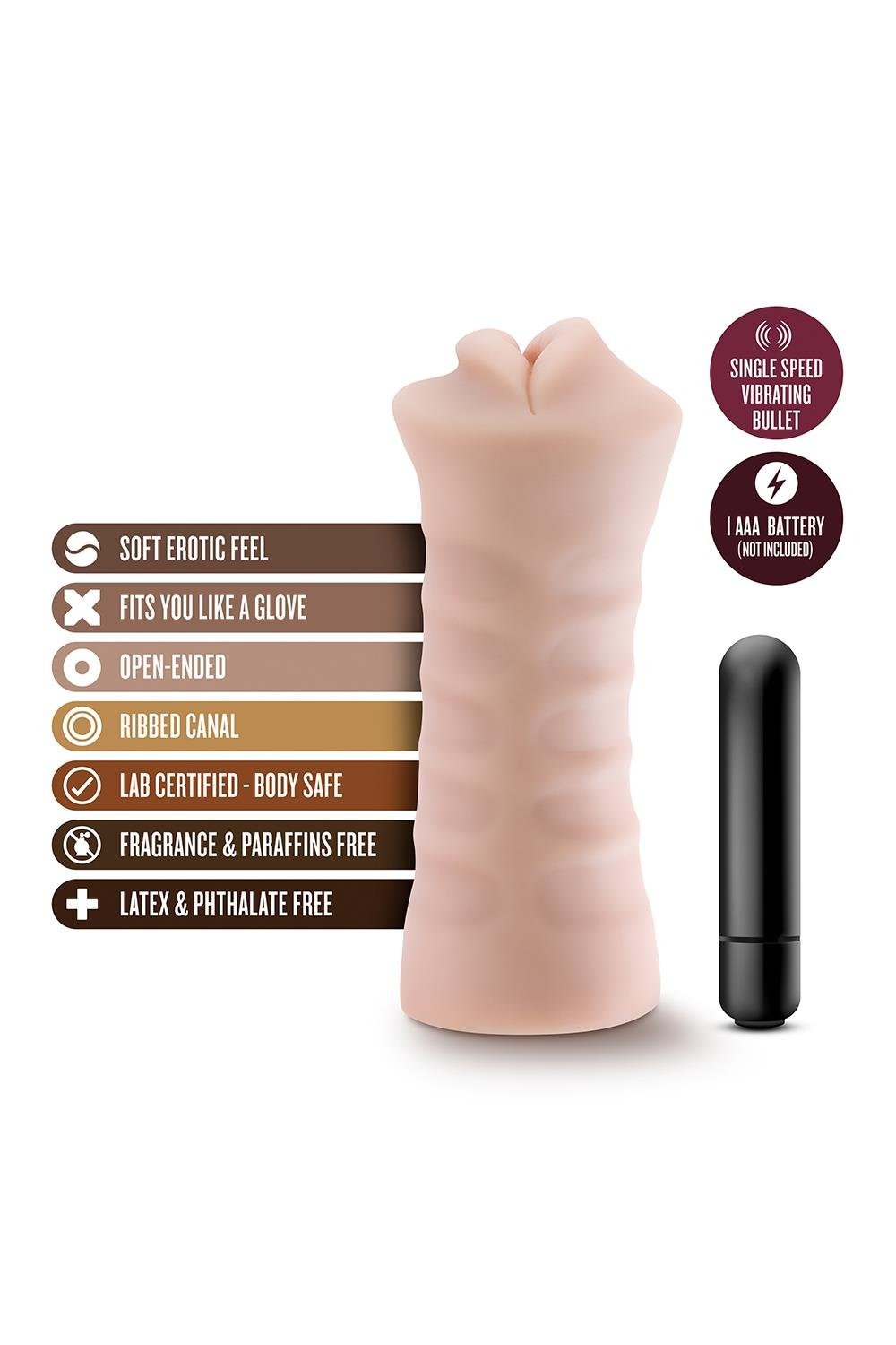 Мастурбатор в виде рта с вибропулей Blush M for Men Angie телесный