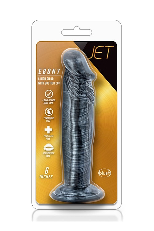 Фалоімітатор реалістичний Blush Jet Ebony з присоскою, чорного кольору, 16.5 см