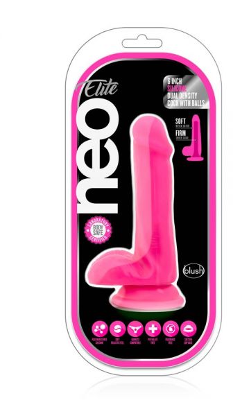 T331186 фалоімітатор з подвійною щільністю NEO ELITE COCK W. BALLS NEON PINK