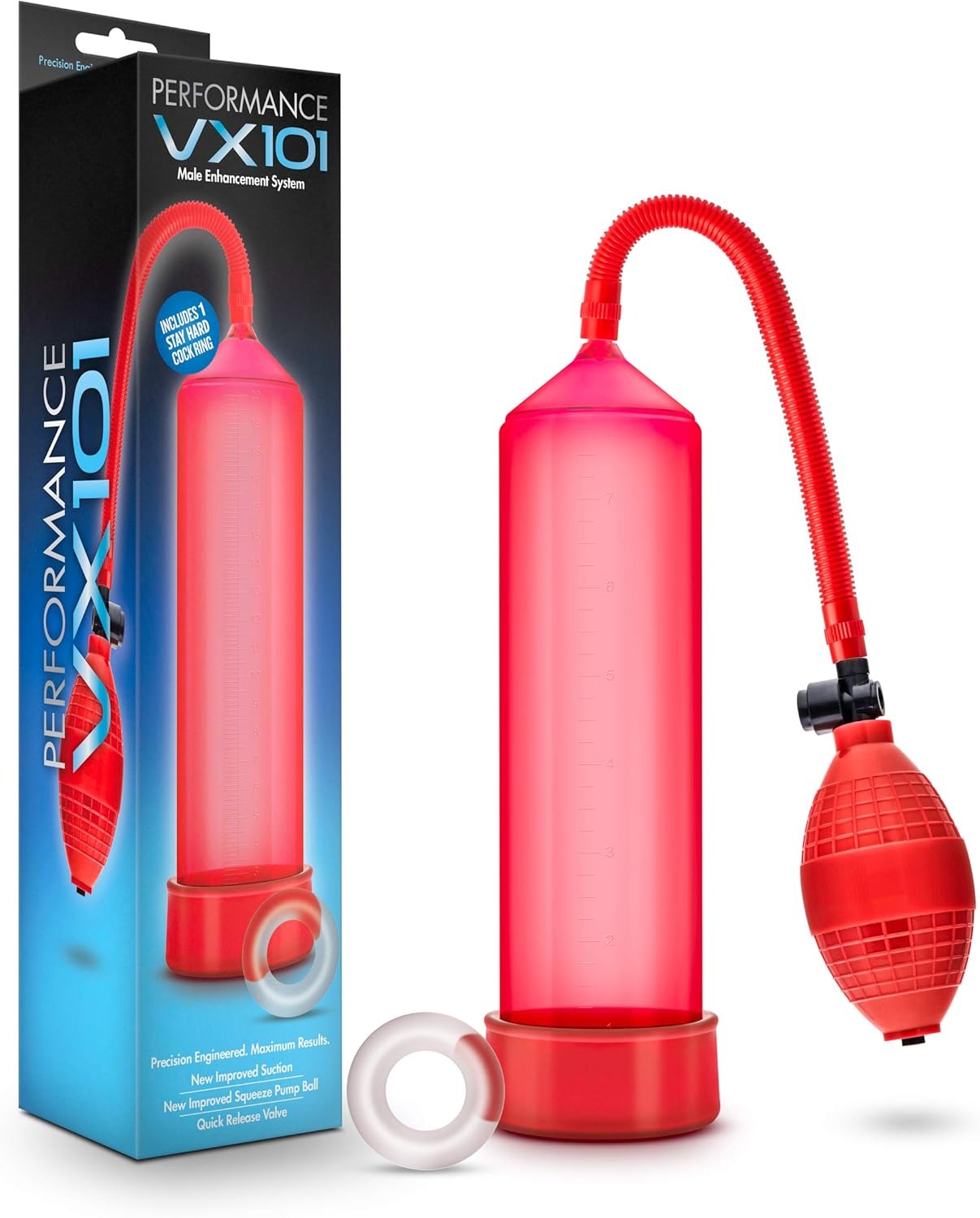 Вакуумна помпа механічна для збільшення пеніса Blush Performance VX101 червона