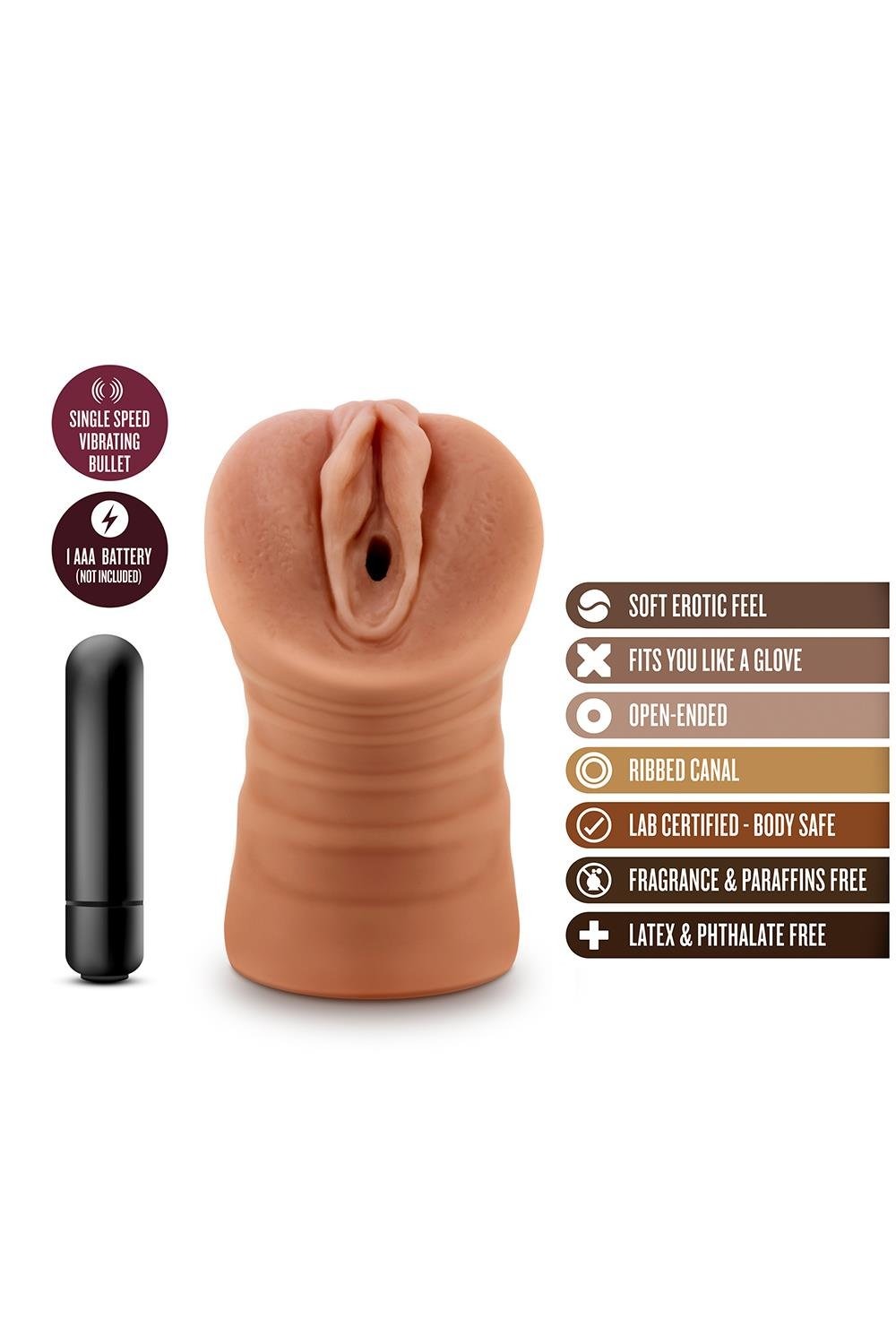Мастурбатор реалістичний Blush M For Men Julieta з кулею, що вібрує, бежевий
