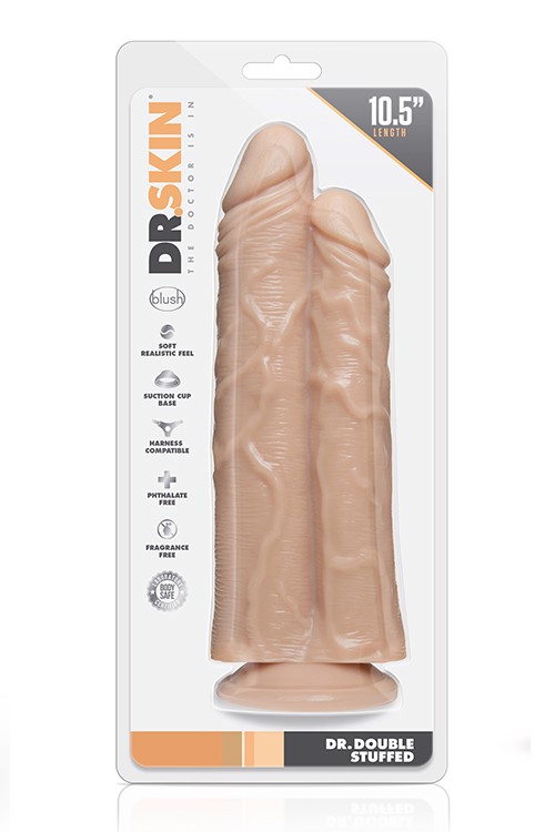 Подвійний фалоімітатор на присосці Blush Dr. Skin Dr. Double Stuffed тілесний
