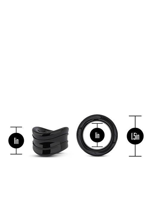 Ерекційна насадка Blush Stay Hard Beef Ball Stretcher Snug чорна, 3.8 см