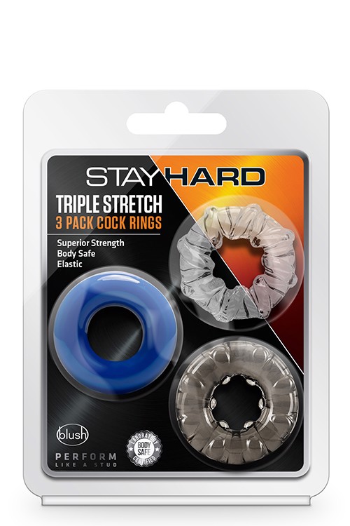 Набір ерекційних кілець для пеніса Blush Stay Hard кольорові, 3 шт.