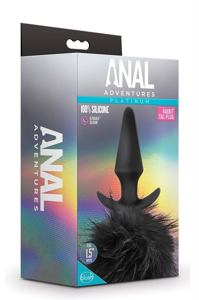 Анальная пробка, заячий хвостик, черный ANAL ADVENTURES PLATINUM RABBIT TAIL PLUG