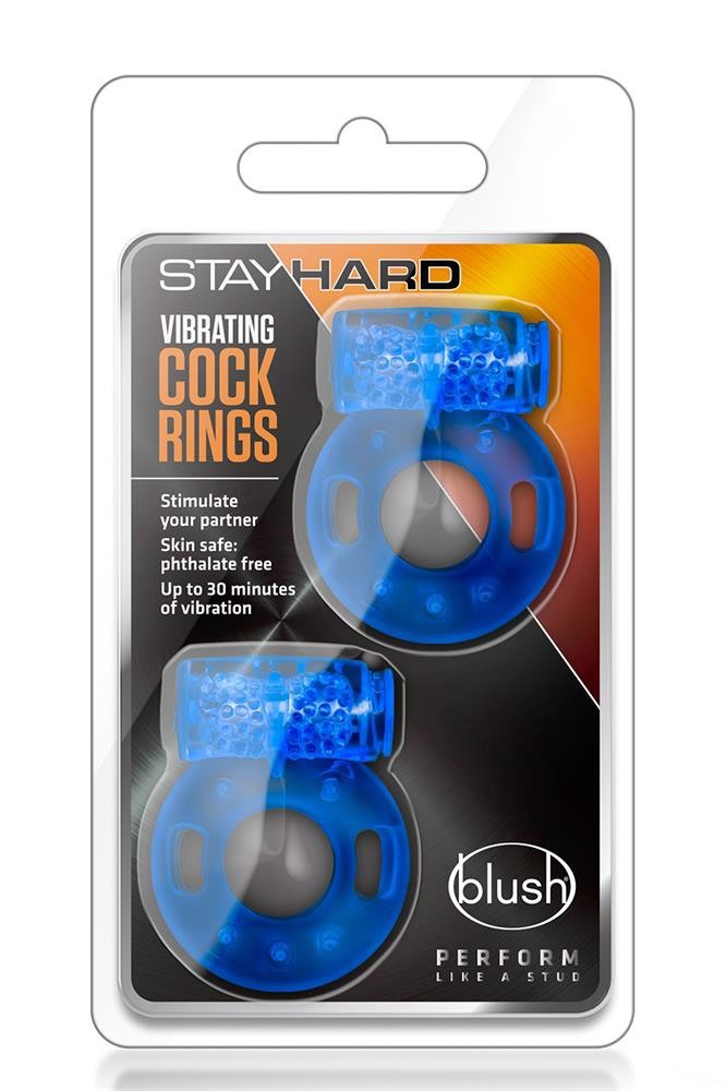 Набір вібро-ерекційних кілець Blush Stay Hard 2 шт, блакитні, 3.8 см