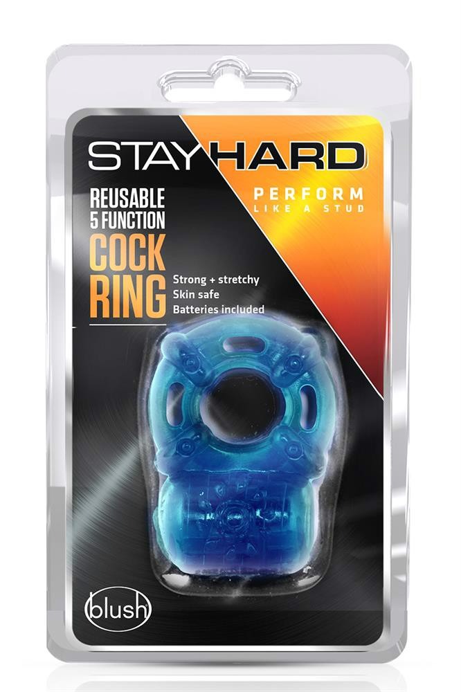 Кільце ерекційне з вібрацією Blush Stay Hard синє, 3.8 см