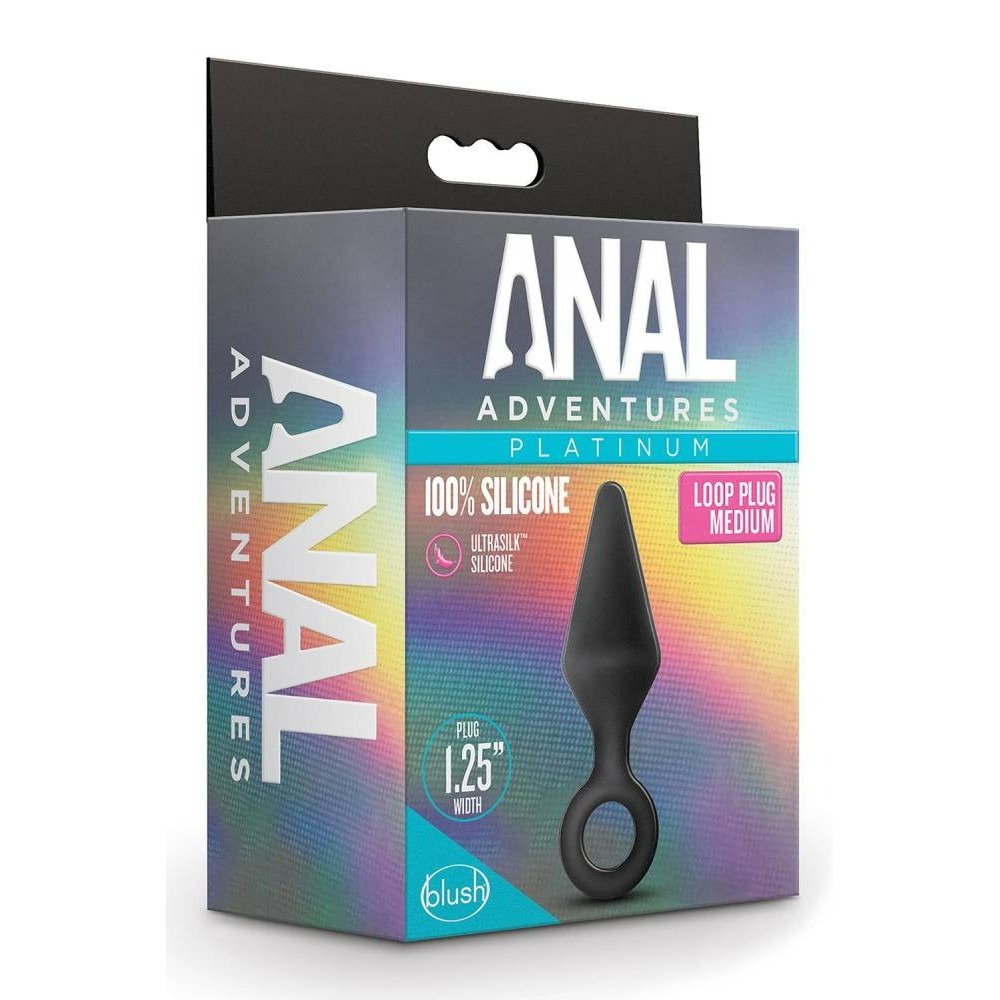 Анальный плаг с кольцом-стоппером Blush Anal Adventures Platinum Silicone черный, 11.4 х 3.1 см