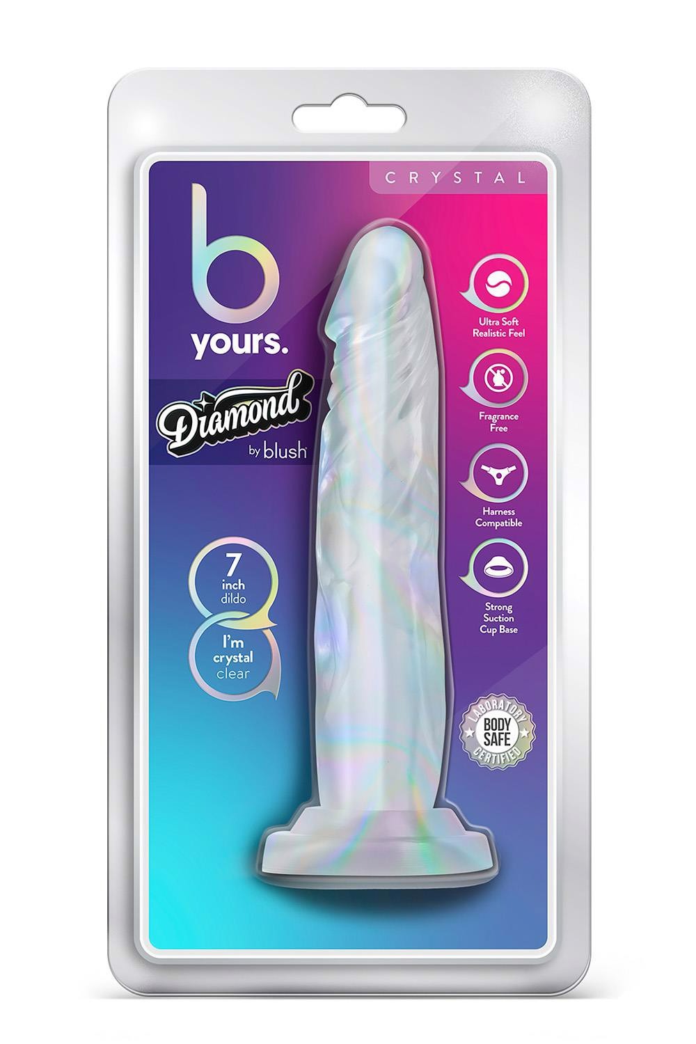 Фаллоимитатор реалистичный на присоске Blush B Yours прозрачный, 19 х 3.8 см