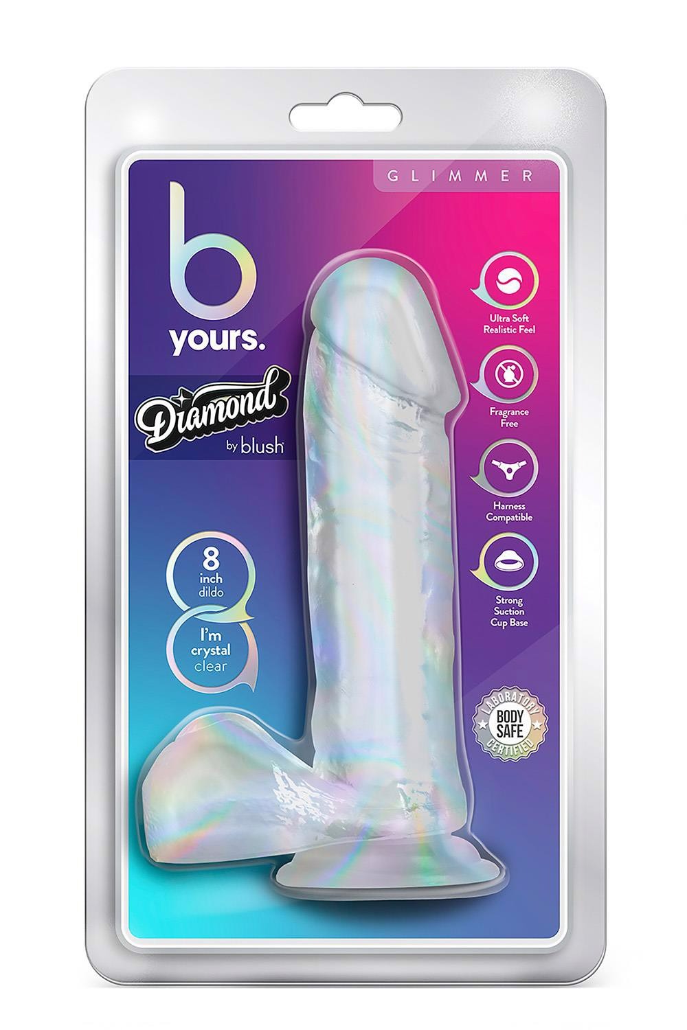 Фаллоимитатор реалистичный на присоске Blush B Yours прозрачный, 20.3 х 4.4 см
