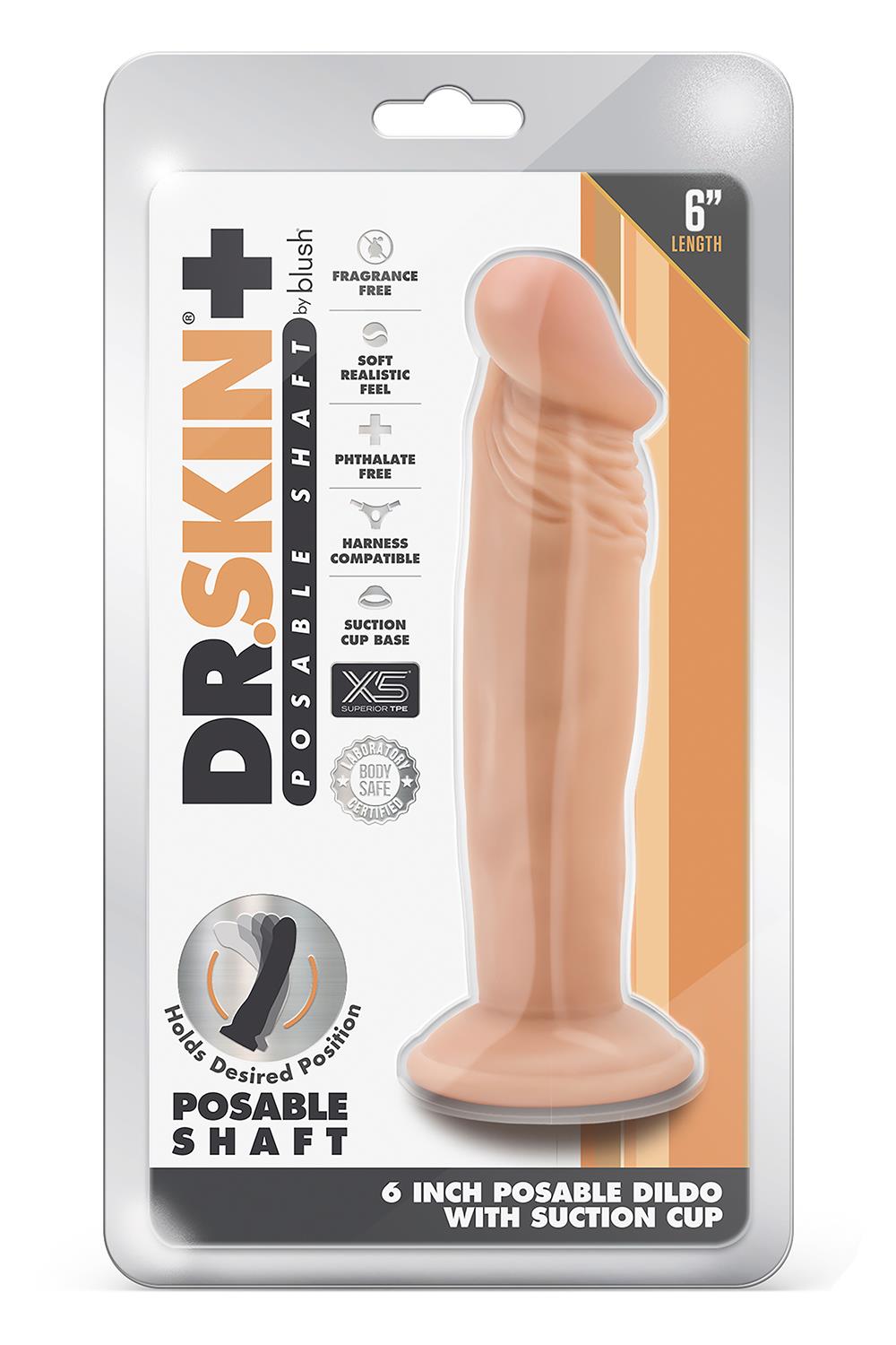 Гибкий фаллоимитатор Blush DR. SKIN PLUS 6 INCH POSABLE DILDO VANILLA
