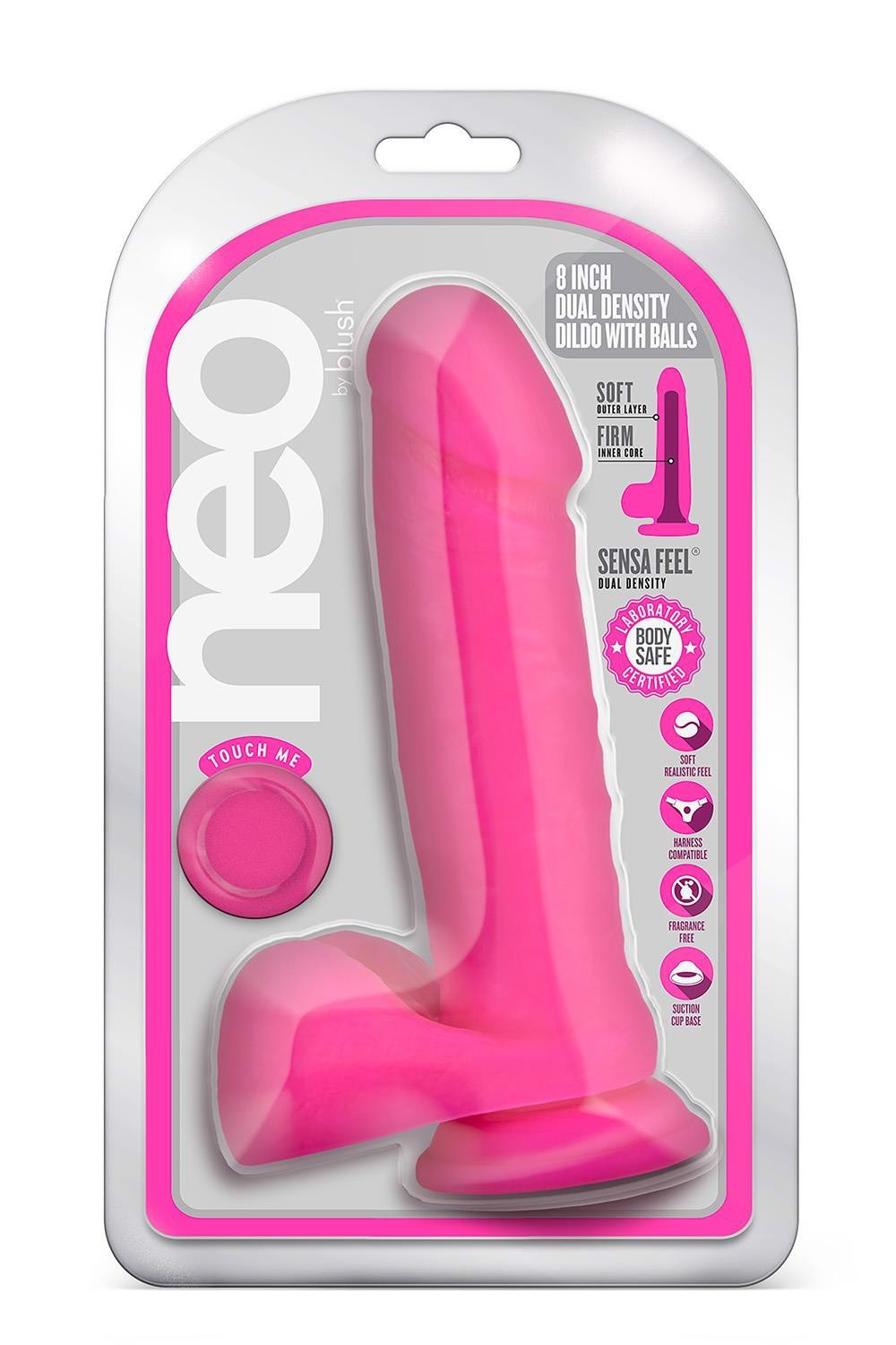 Фаллоимитатор реалистичный двойной плотности Neo Blush, на присоске, розовый, 20 х 4.5 см