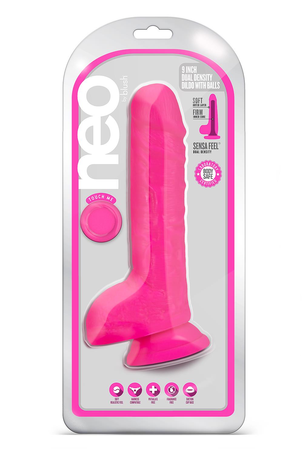 Фаллоимитатор с двойной плотностью Blush NEO 9 INCH DUAL DENSITY DILDO NEON PINK