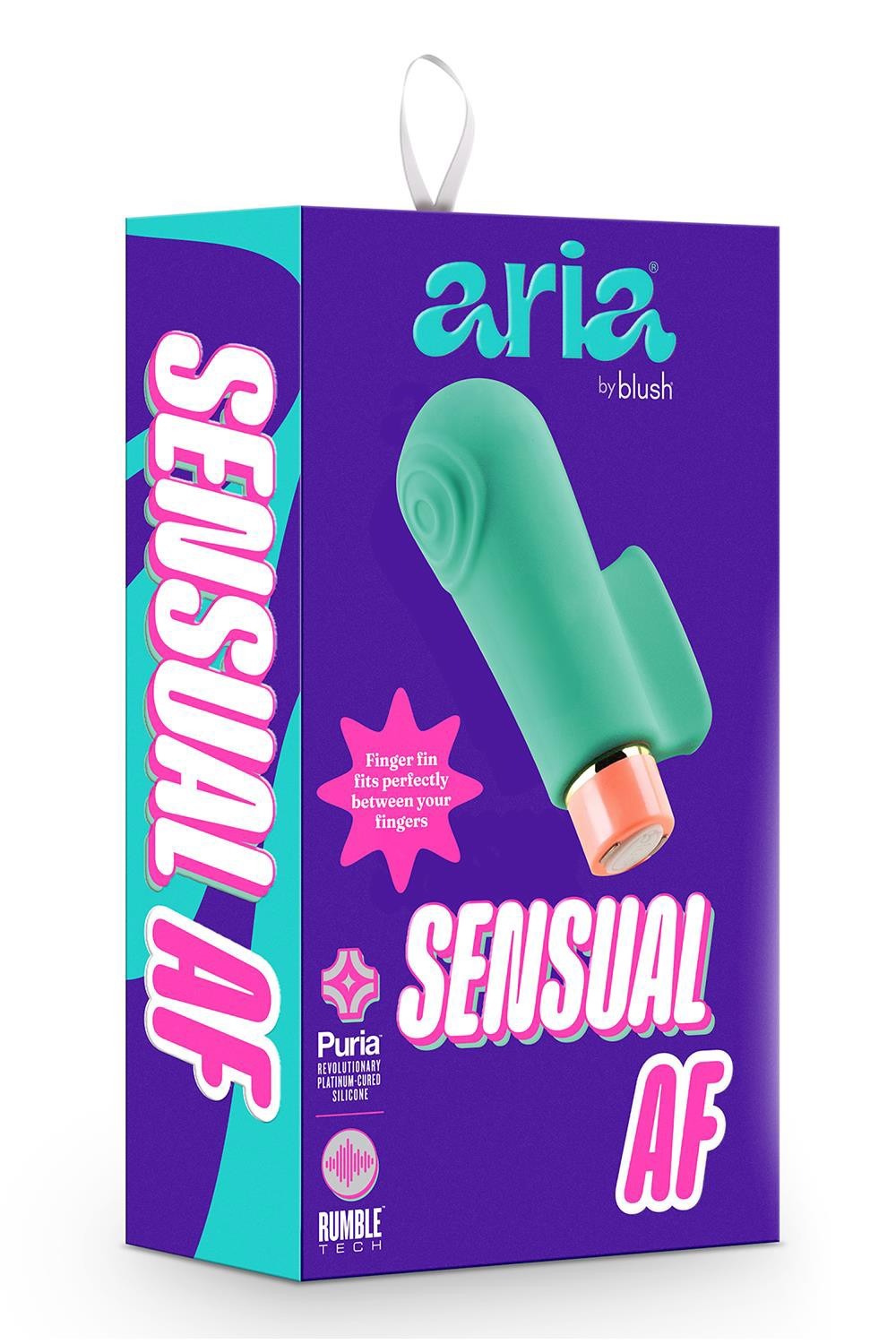 Вибратор на палец с рельефом Aria Blush, силиконовый, бирюзовый