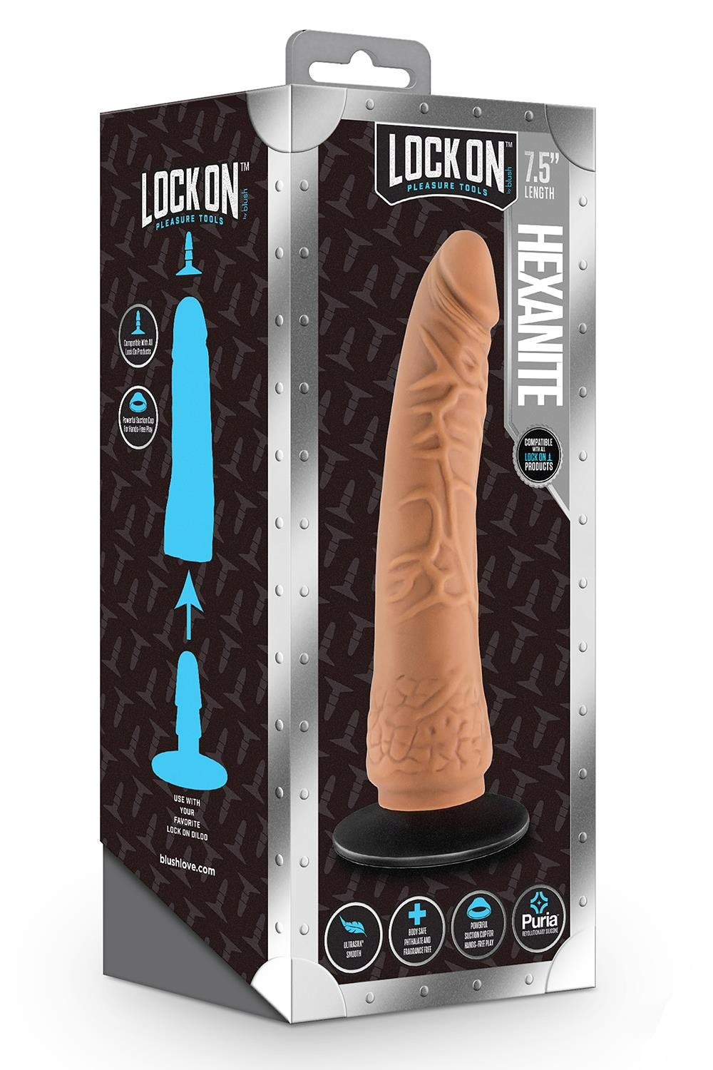 Реалістичний фалоімітатор, LOCK ON HEXANITE DILDO WITH
