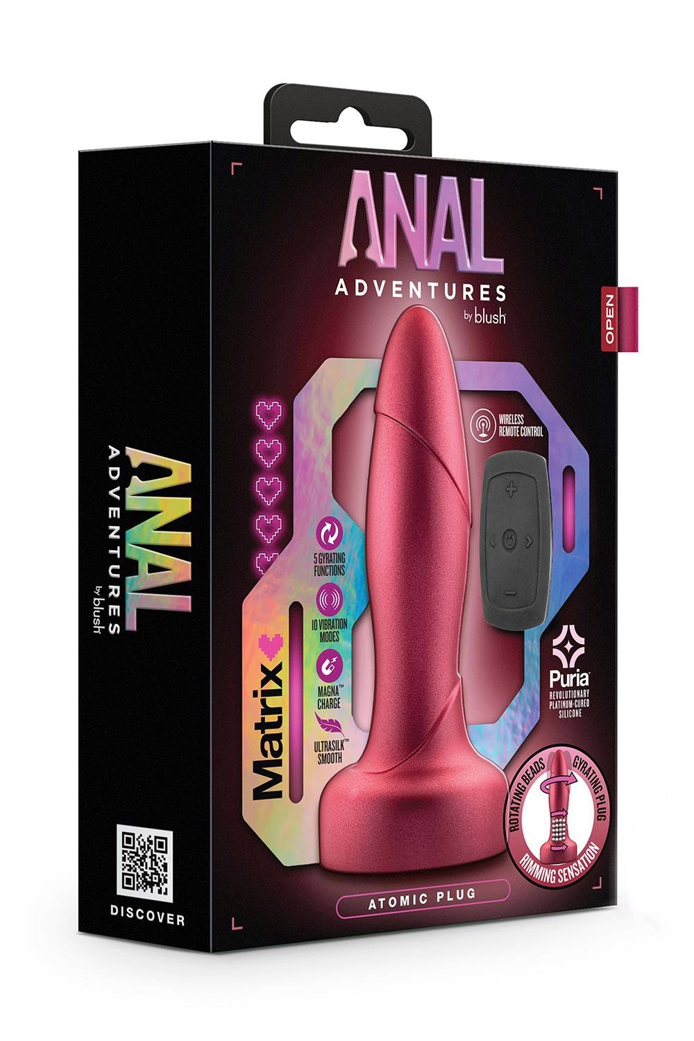 Анальна пробка з вібрацією та пультом Blush Anal Adventures Matrix, червона