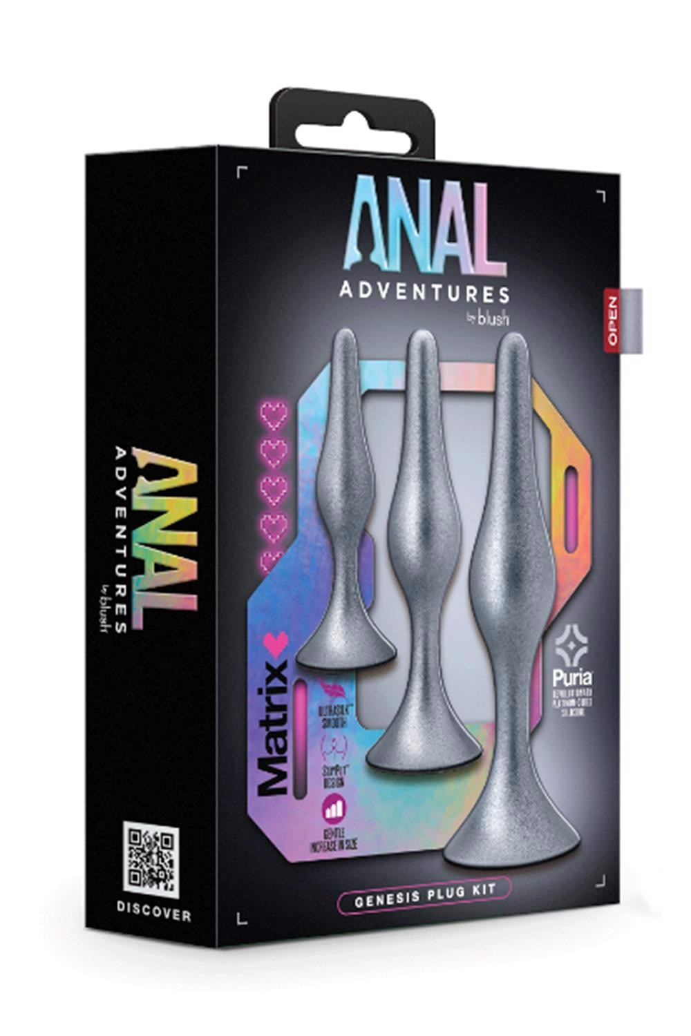 Набір анальних пробок Blush Anal Adventure срібний, 3 шт.