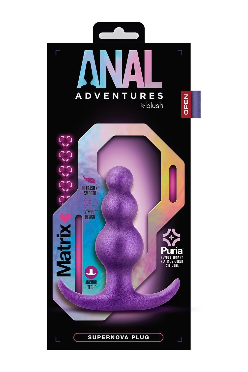 Анальна пробка рельєфна зі стопером Blush Anal Adventures Matrix фіолетова