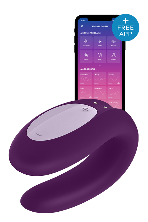 Вібромасажер для пар Satisfyer Double Joy працює від програми, фіолетовий