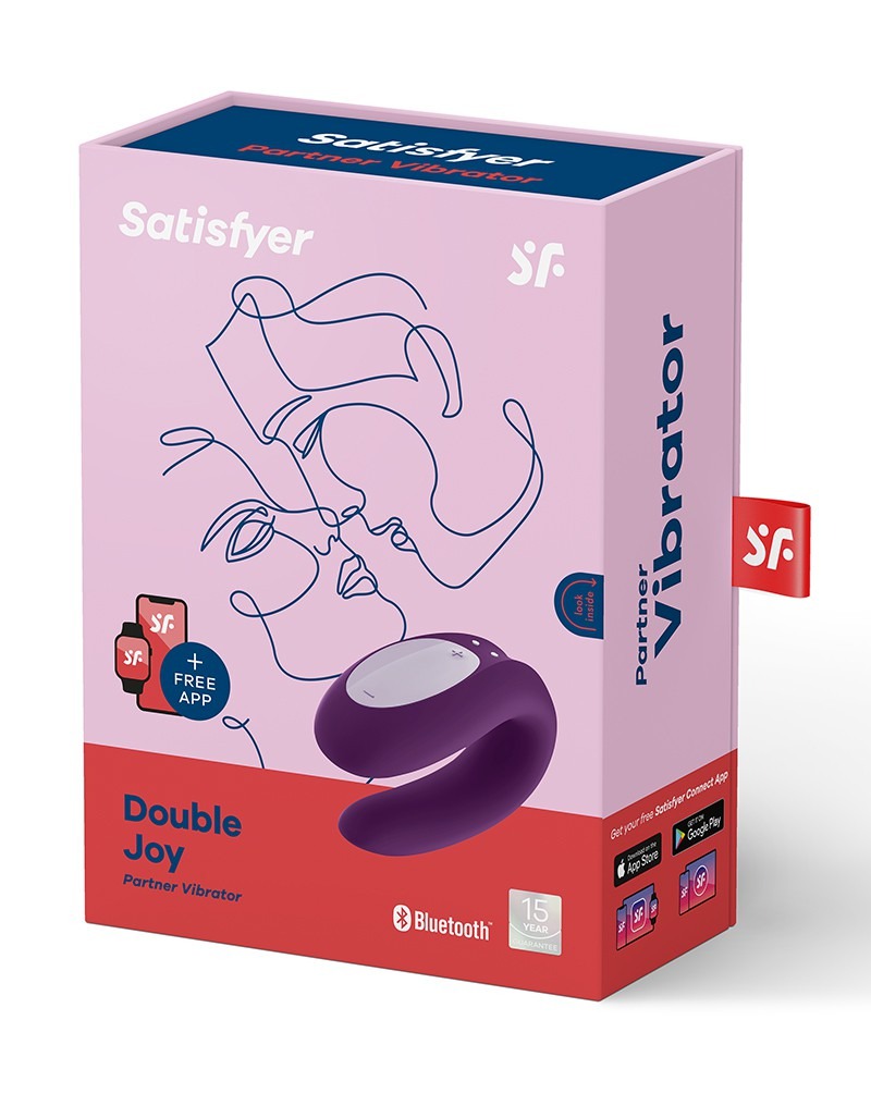 Вібромасажер для пар Satisfyer Double Joy працює від програми, фіолетовий