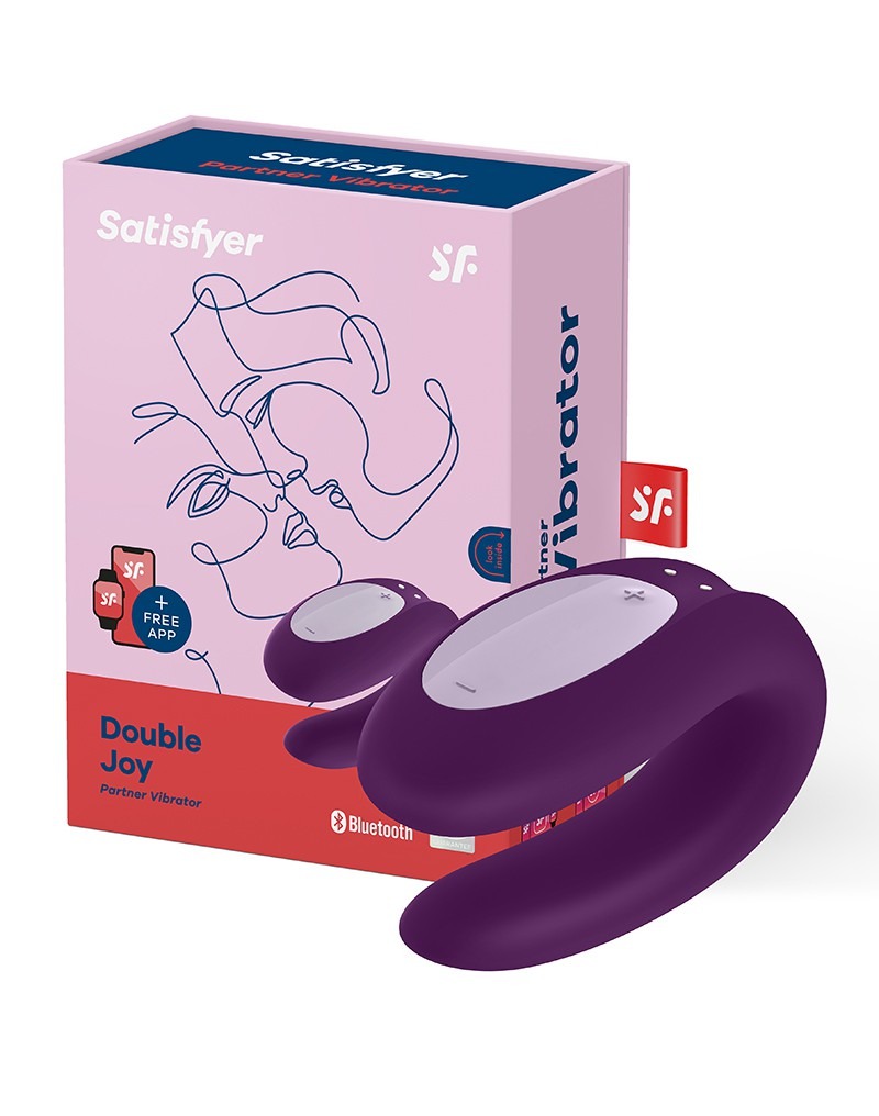 Вібромасажер для пар Satisfyer Double Joy працює від програми, фіолетовий