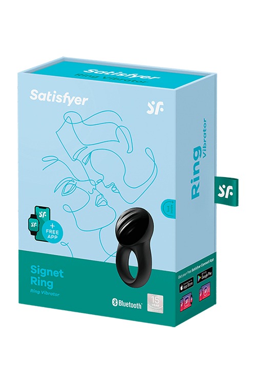 Кольцо эрекционное Satisfyer SIGNET RING с подключением к приложению, черное