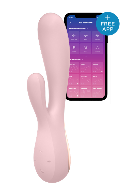 Вибромассажер кролик SATISFYER MONO FLEX с подключением к приложению, розовый