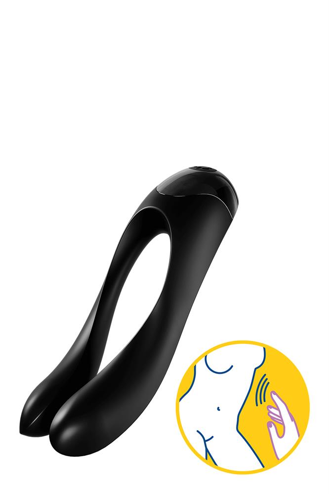 Универсальный мини вибратор на палец Satisfyer Candy Cane черный