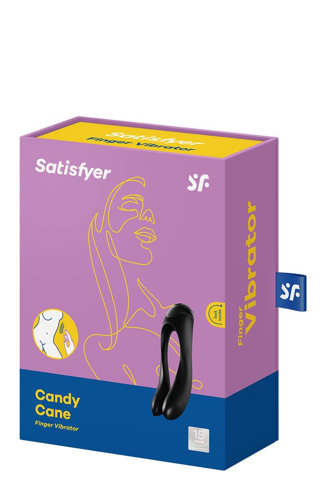 Универсальный мини вибратор на палец Satisfyer Candy Cane черный