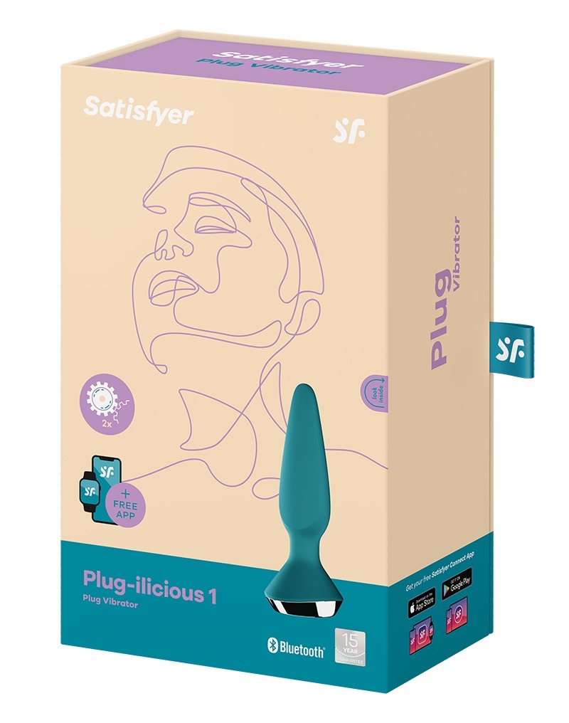 Анальна пробка з двома моторами та керуванням з телефону Satisfyer Plug-ilicious 1 Petrol, зелений
