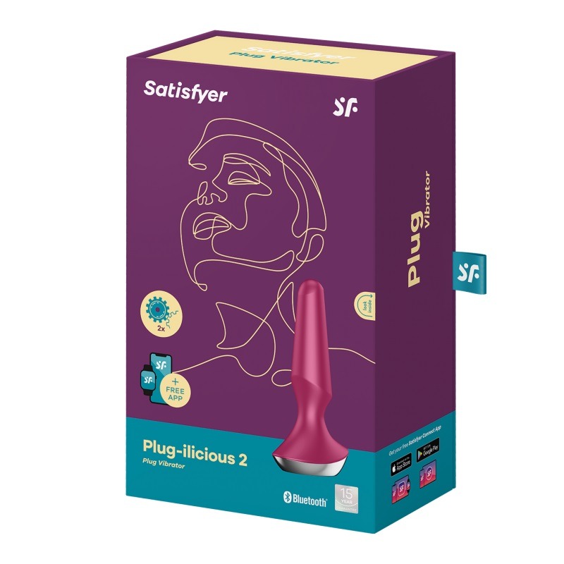 Анальна пробка з функцією керування зі смартфона Satisfyer Plug-ilicious 2, бордовий