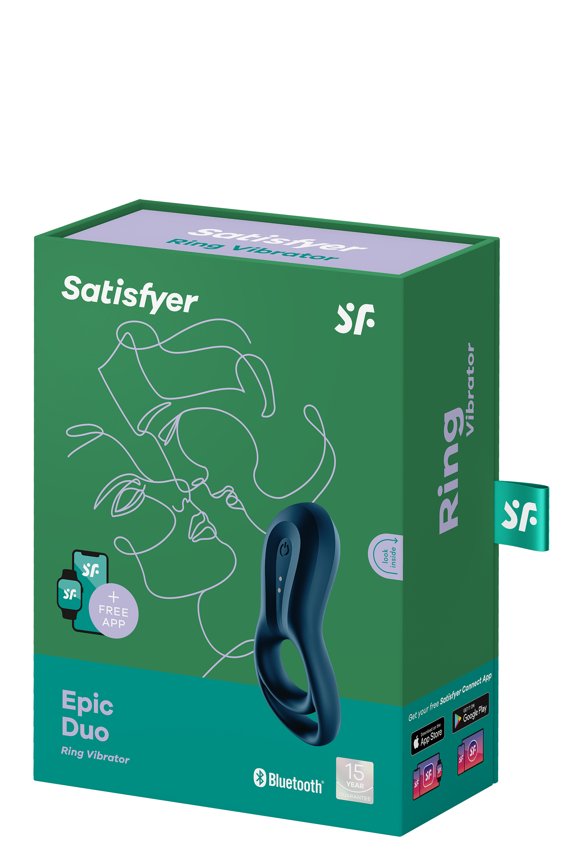 Эрекционное смарт кольцо с вибрацией Satisfyer Epic Duo синее