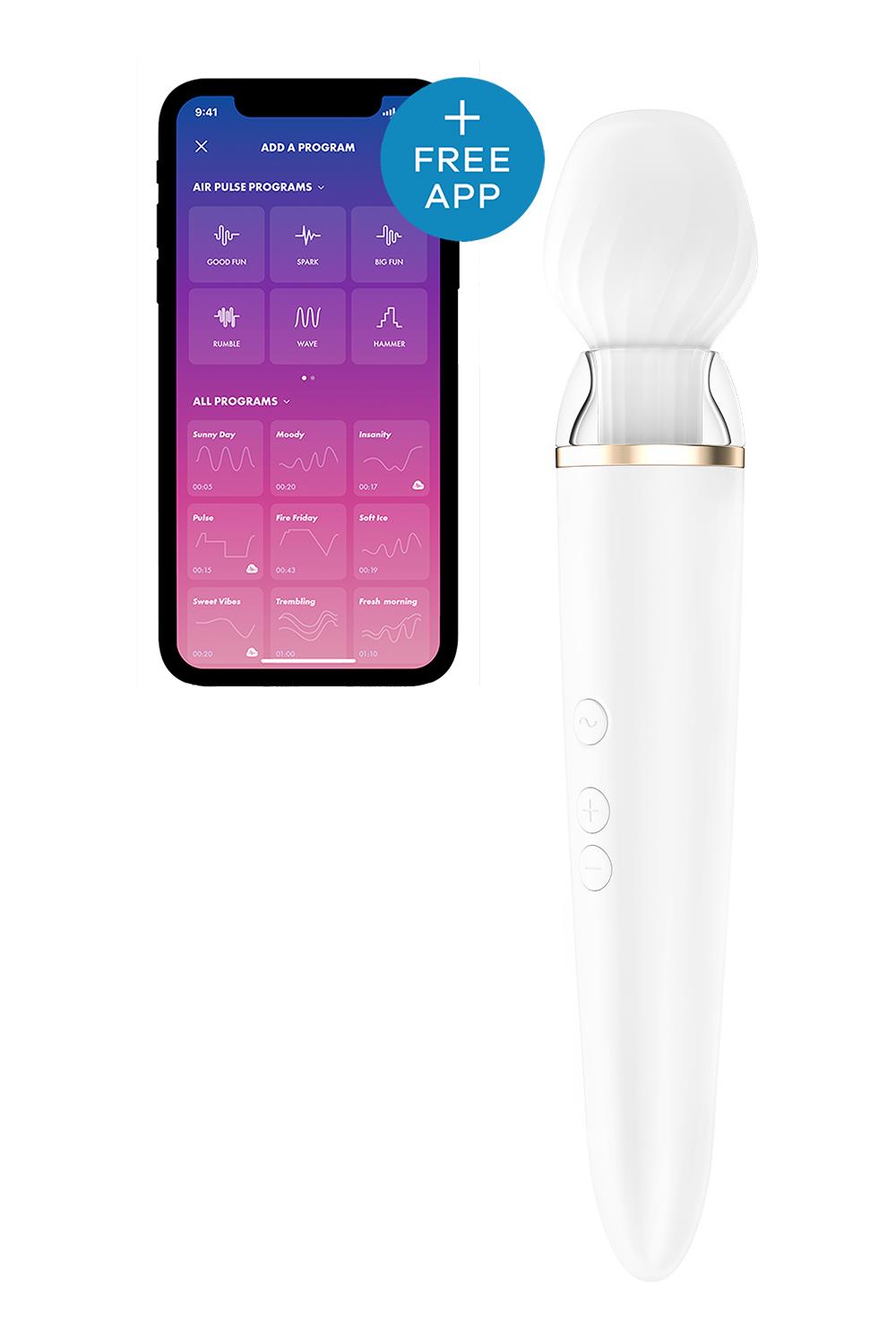 Смарт масажер-мікрофон Satisfyer Double Wand-er Connect App білий