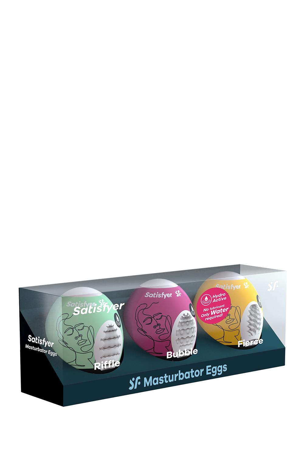 Набір мастурбаторів Satisfyer Masturbator Egg 3er Set: Riffle, Bubble, Fierce