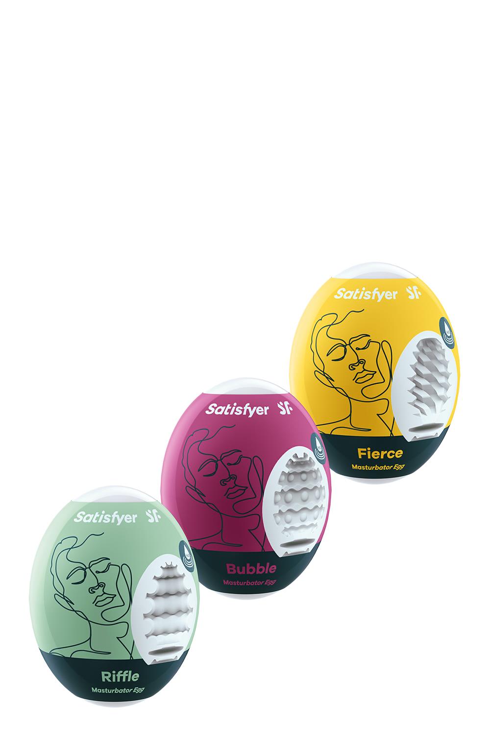 Набір мастурбаторів Satisfyer Masturbator Egg 3er Set: Riffle, Bubble, Fierce