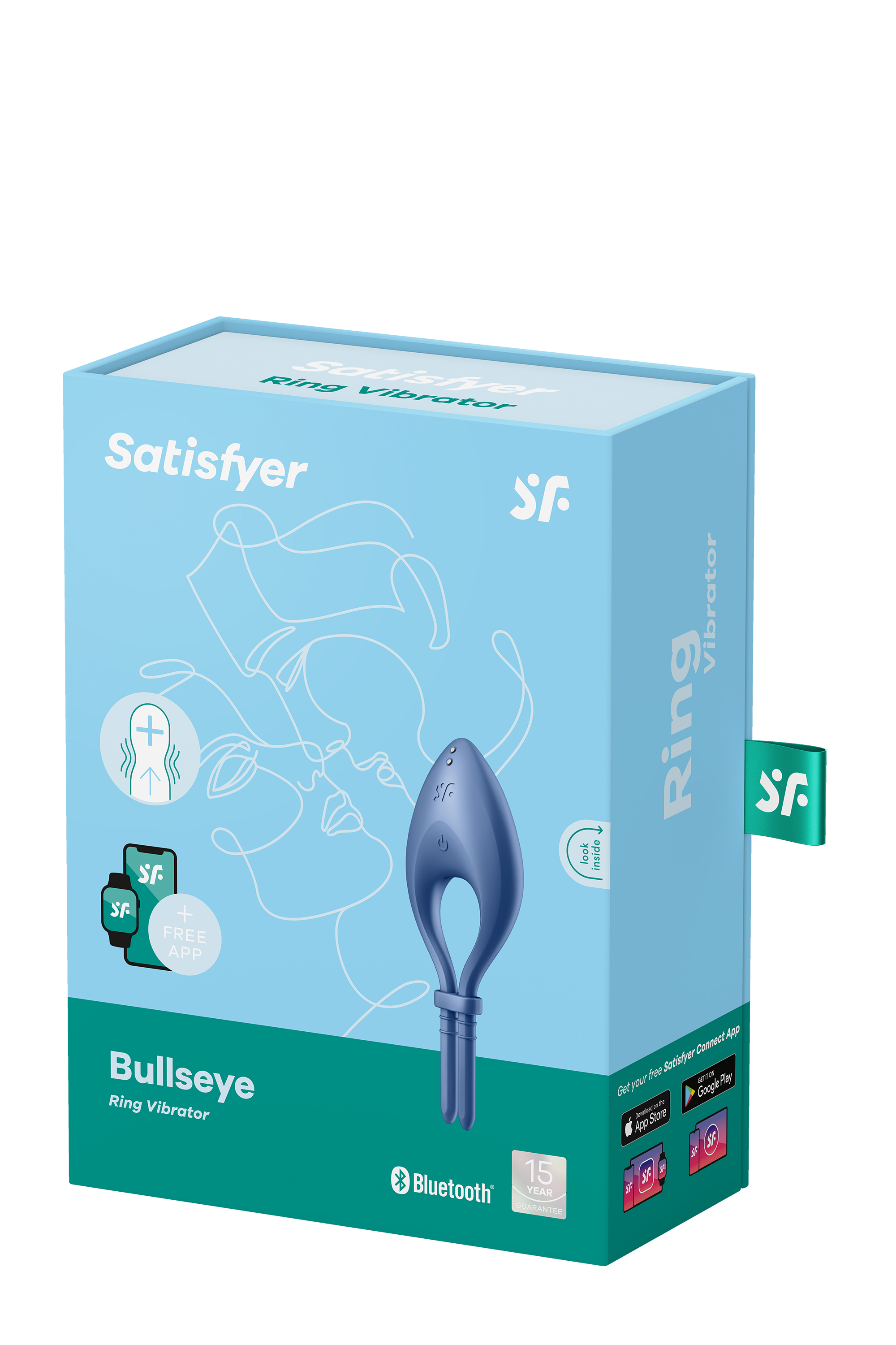 Эрекцинное виброкольцо с функцией управления телефоном Satisfyer Bullseye синий
