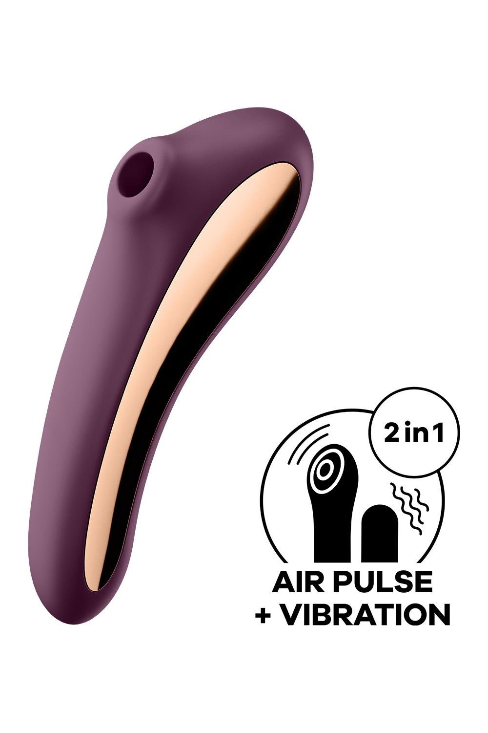 Вакуумний кліторальний стимулятор із вібрацією Satisfyer Dual Kiss, марсаловий