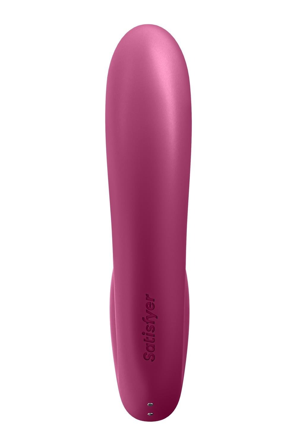 Подвійний смарт вібратор із вакуумною стимуляцією Satisfyer Sunray Connect App Berry бордовий