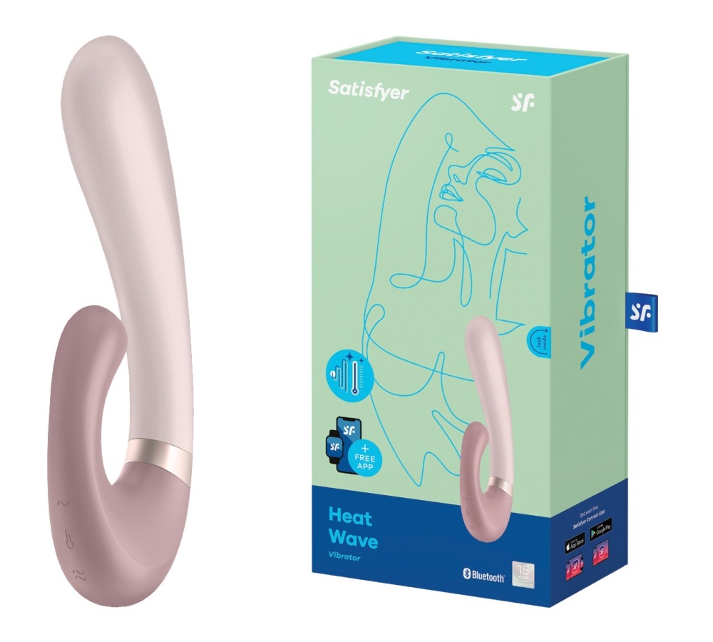 Подвійний смарт вібратор з функцією нагріву Satisfyer Heat Wave Connect App Mauve ніжно-рожевий
