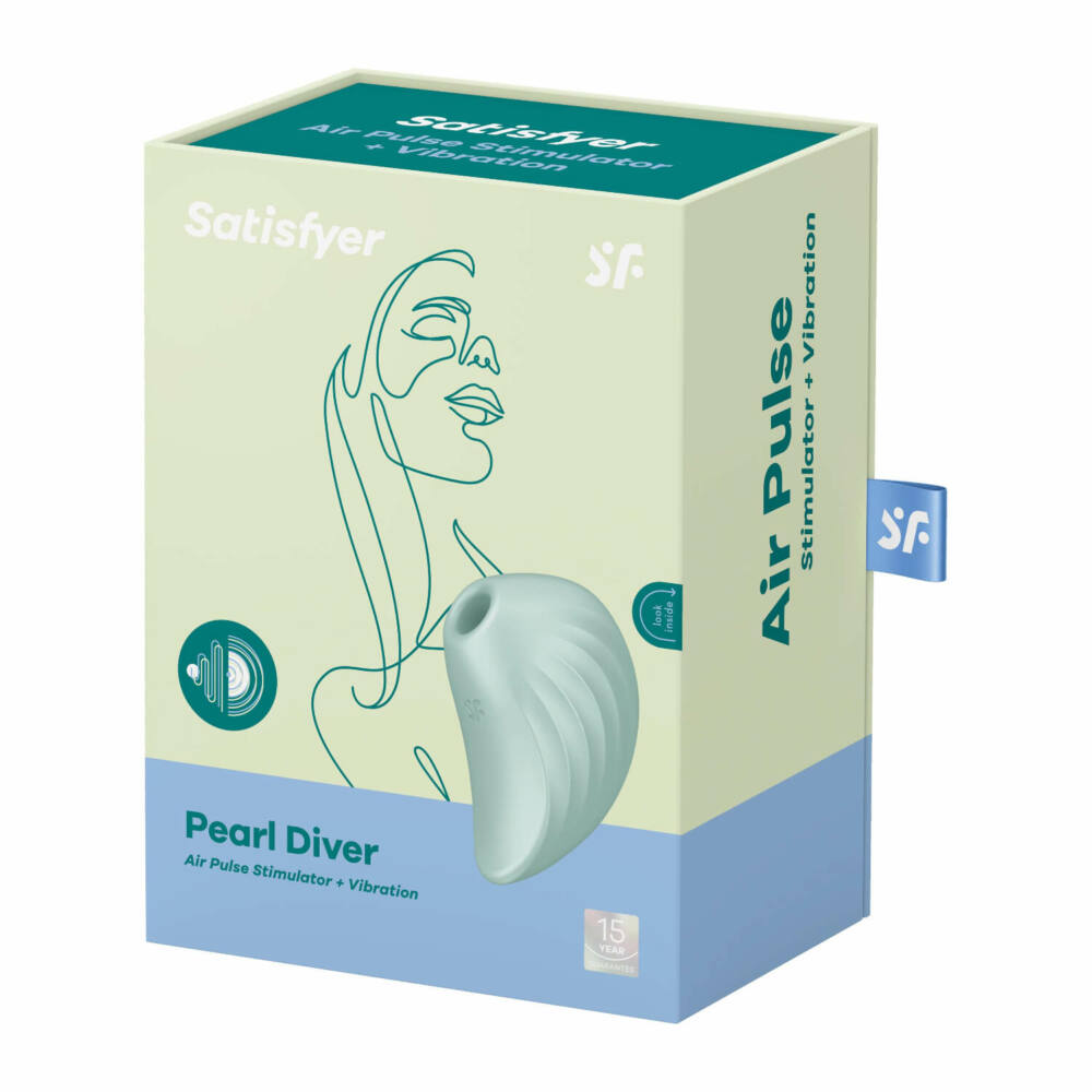 Вакуумний кліторальний стимулятор із вібрацією Satisfyer Pearl Diver м'ятний