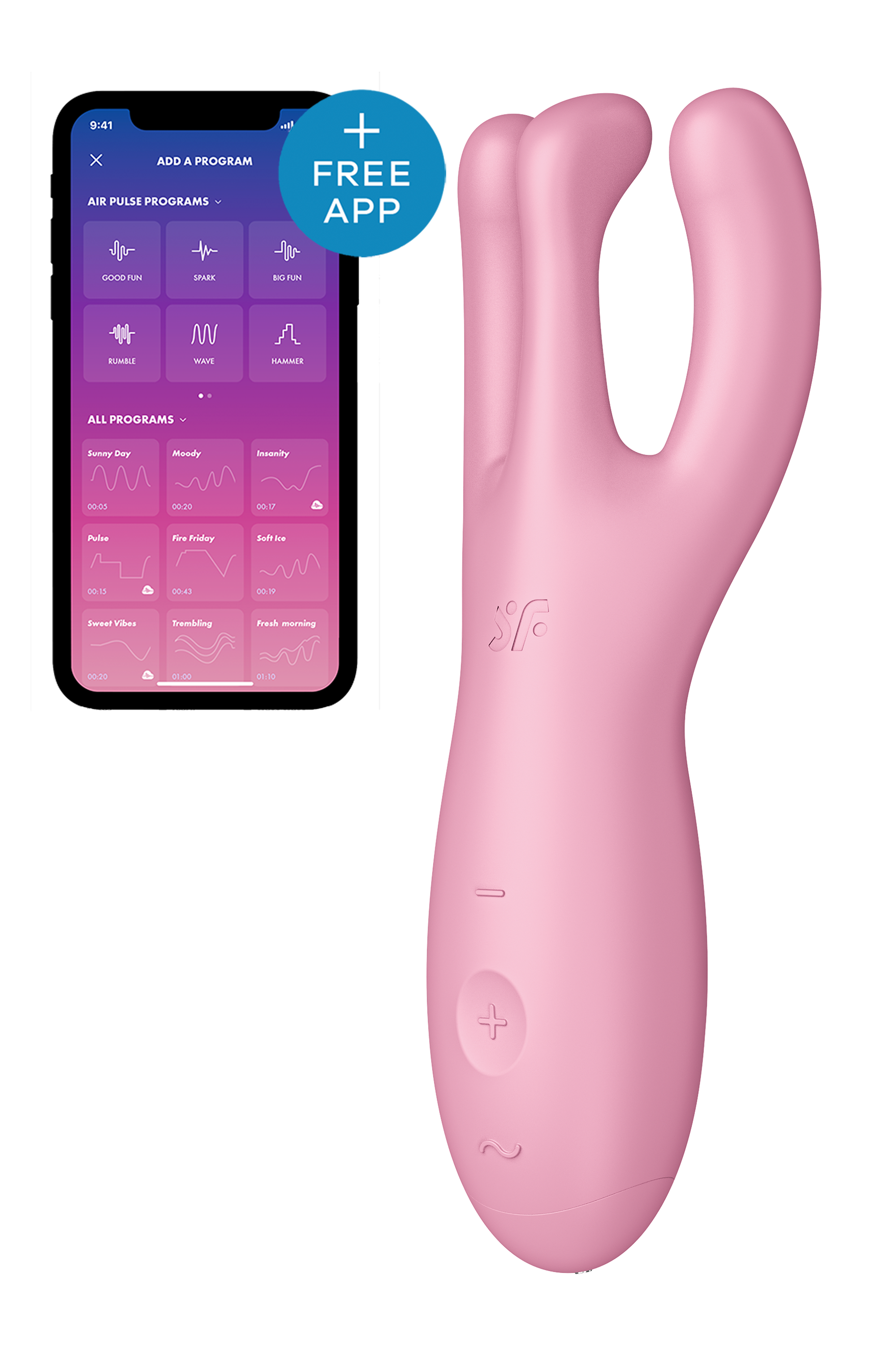 Гнучкий смарт-вібратор Satisfyer Threesome 4 Connect App рожевий