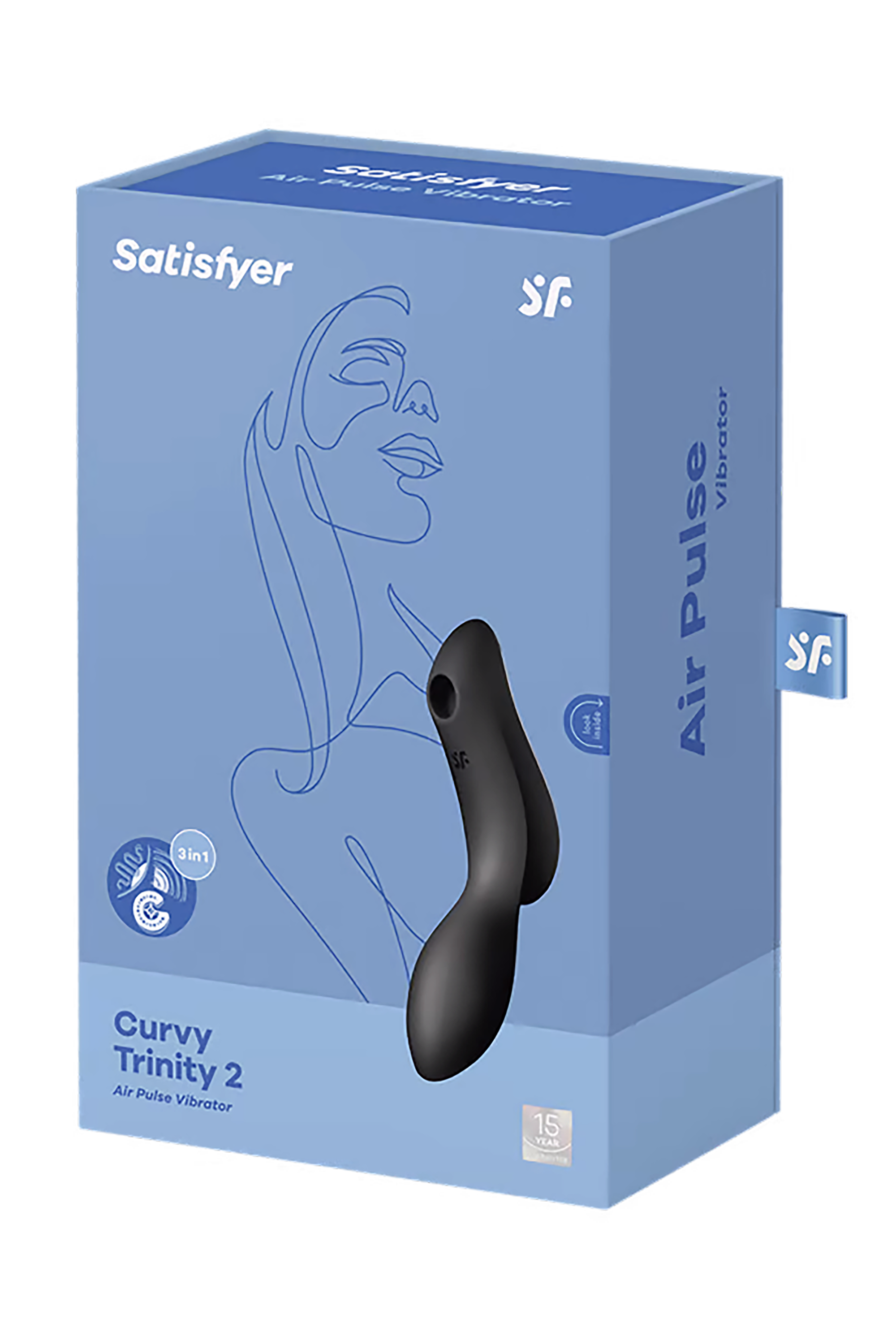 Двойной вибратор с вакуумной стимуляцией SATISFYER CURVY TRINITY 2 черный