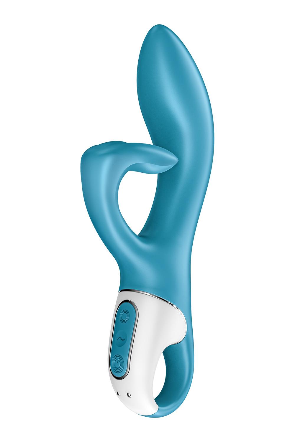 Вибратор кролик Satisfyer Embrace Me с тройным отростком для стимуляции клитора, голубой