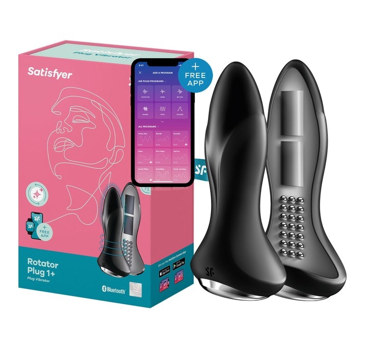 Анальна смарт пробка з вібрацією та намистинами Satisfyer Rotator Plug 1 Connect App чорна