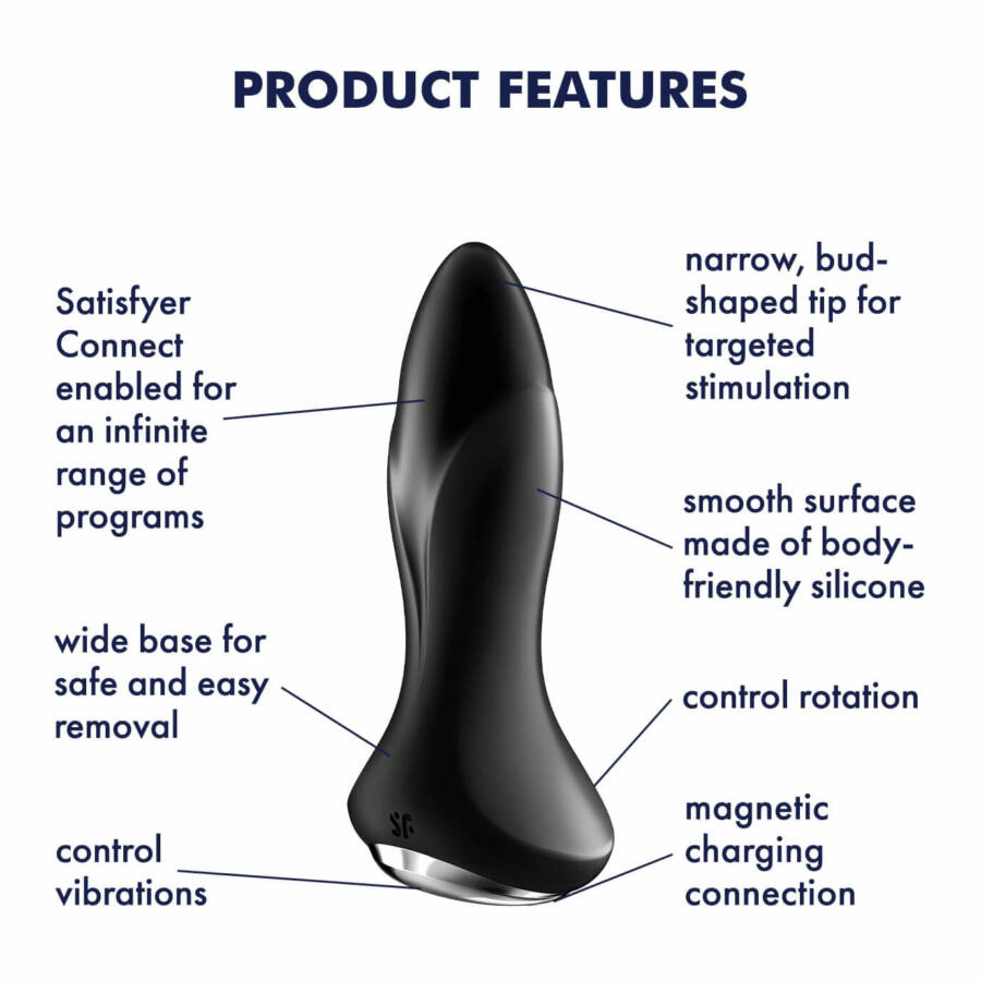Анальна смарт пробка з вібрацією та намистинами Satisfyer Rotator Plug 1 Connect App чорна