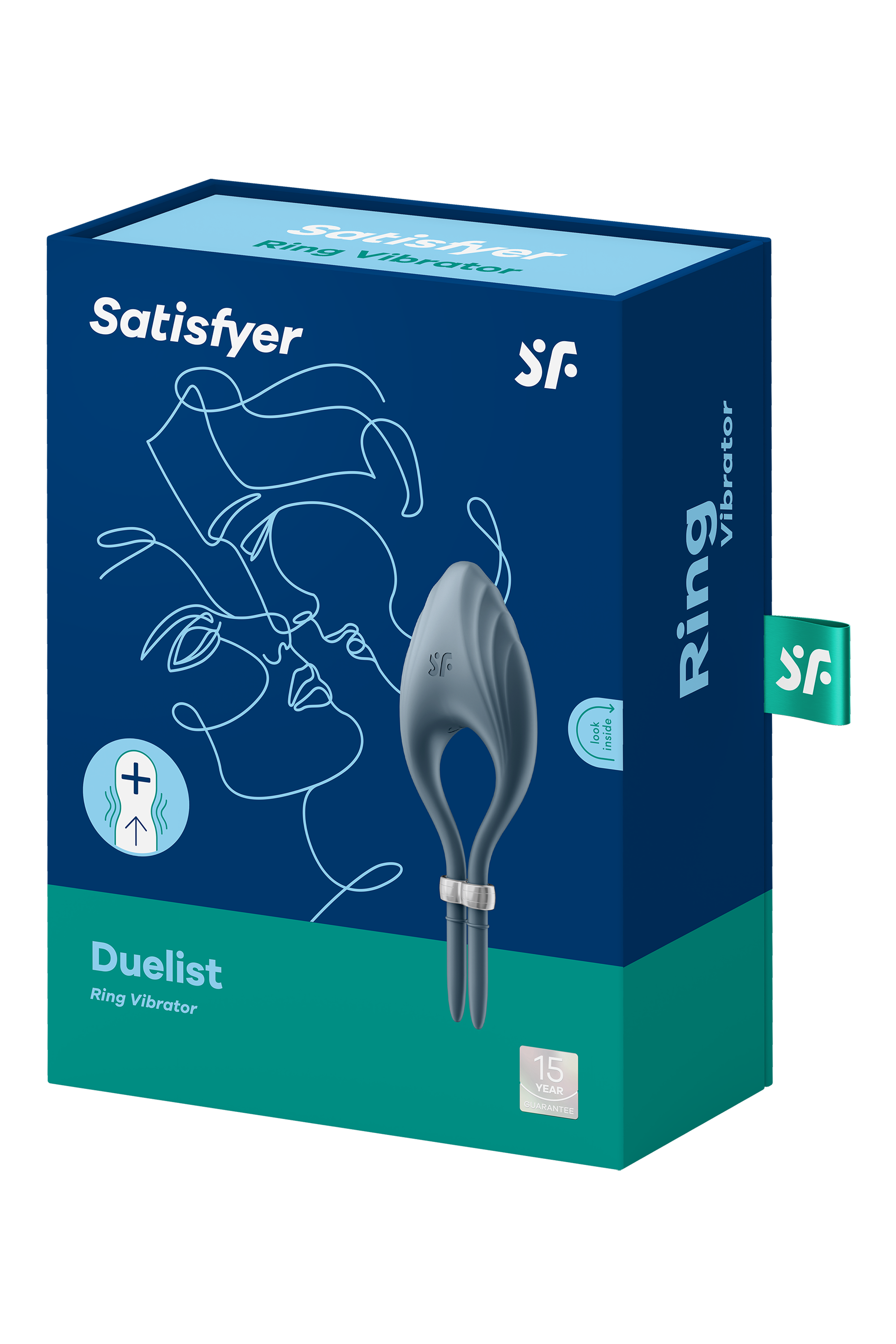 Регульована ерекційна каблучка з вібрацією SATISFYER DUELIST DARK синій