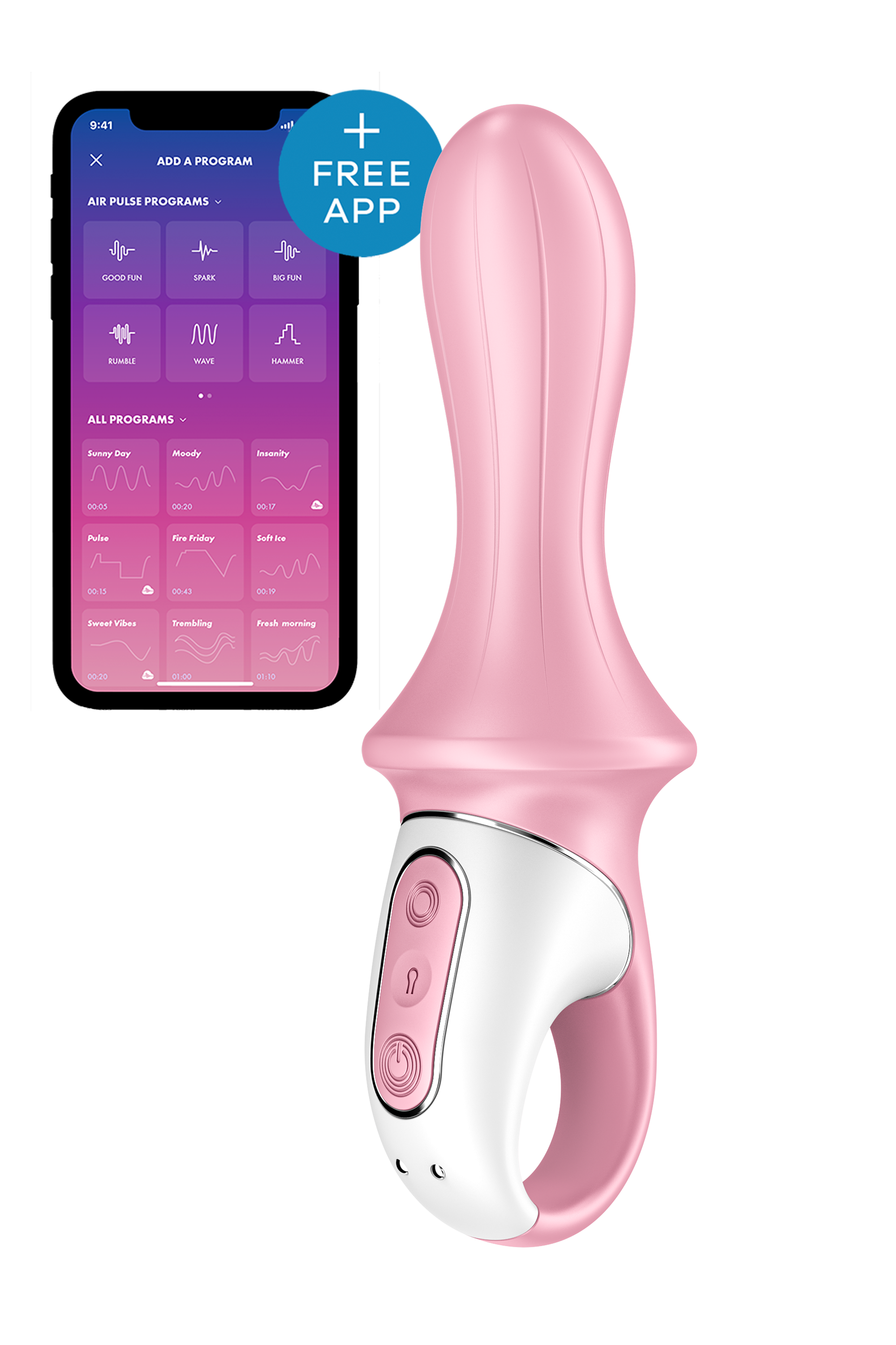 Надувний анальний смарт-вібратор Satisfyer Air Pump Booty 5 Connect App рожевий