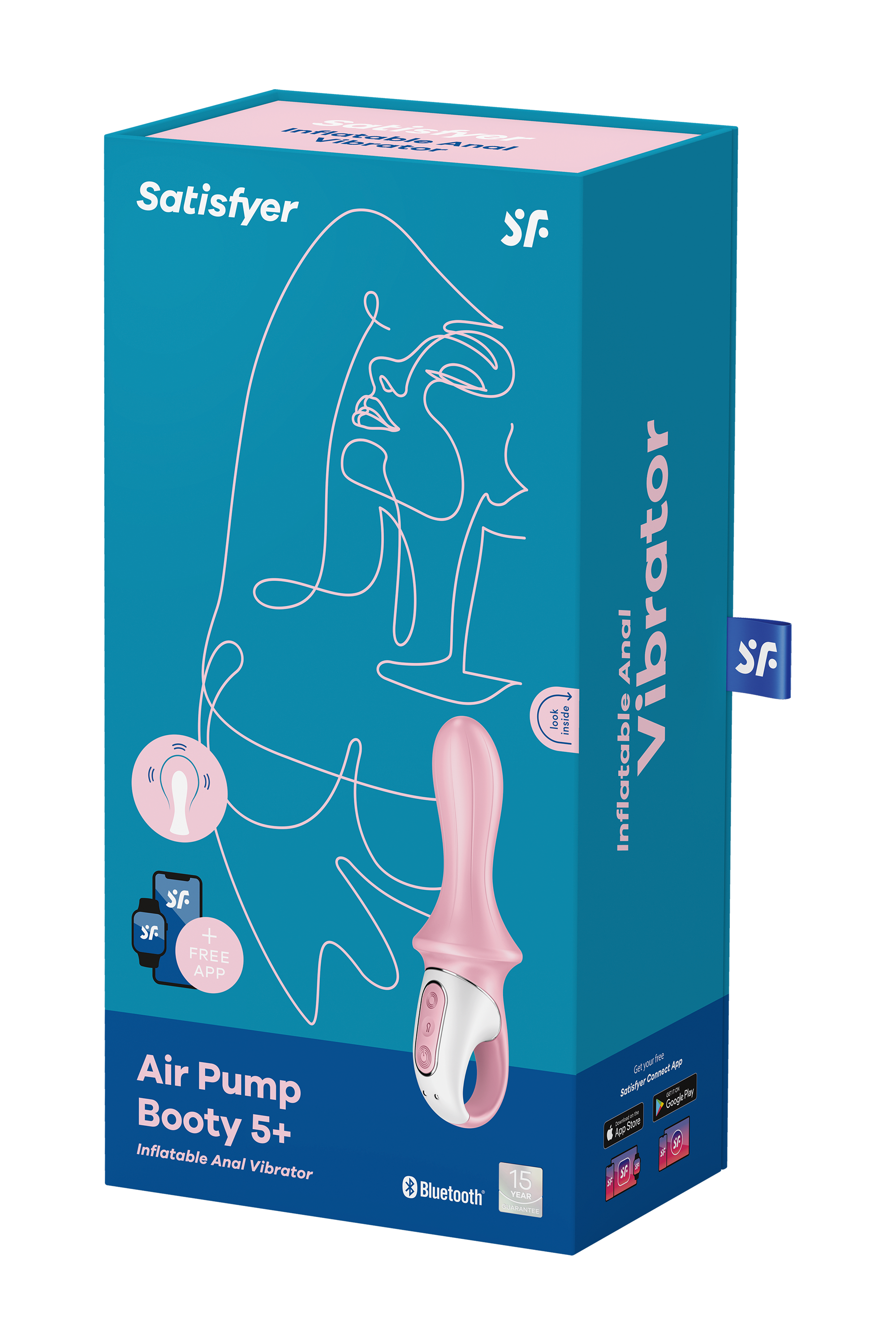 Надувний анальний смарт-вібратор Satisfyer Air Pump Booty 5 Connect App рожевий