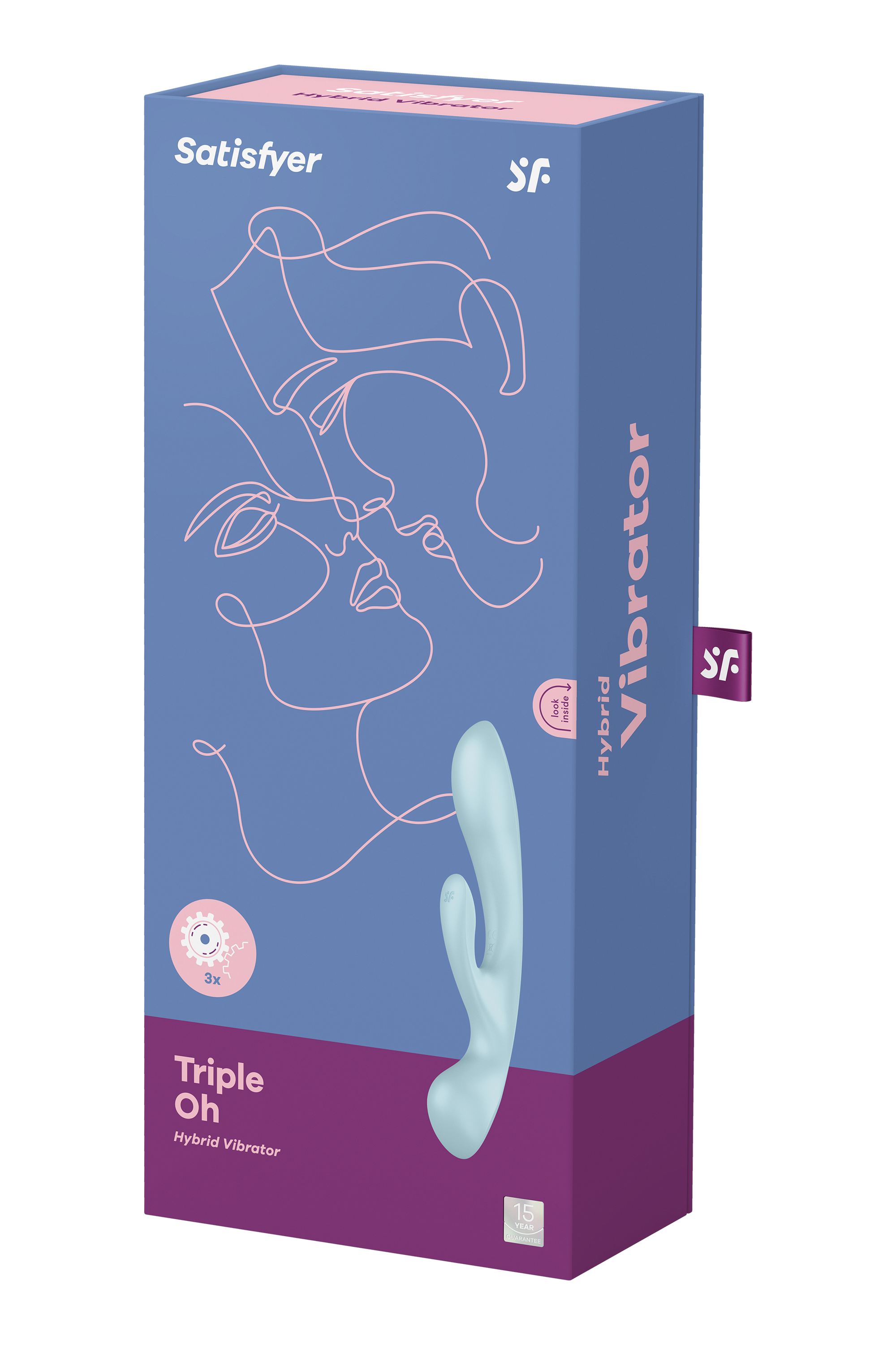 Вібратор кролик Satisfyer Triple Oh з трьома моторами, блакитний
